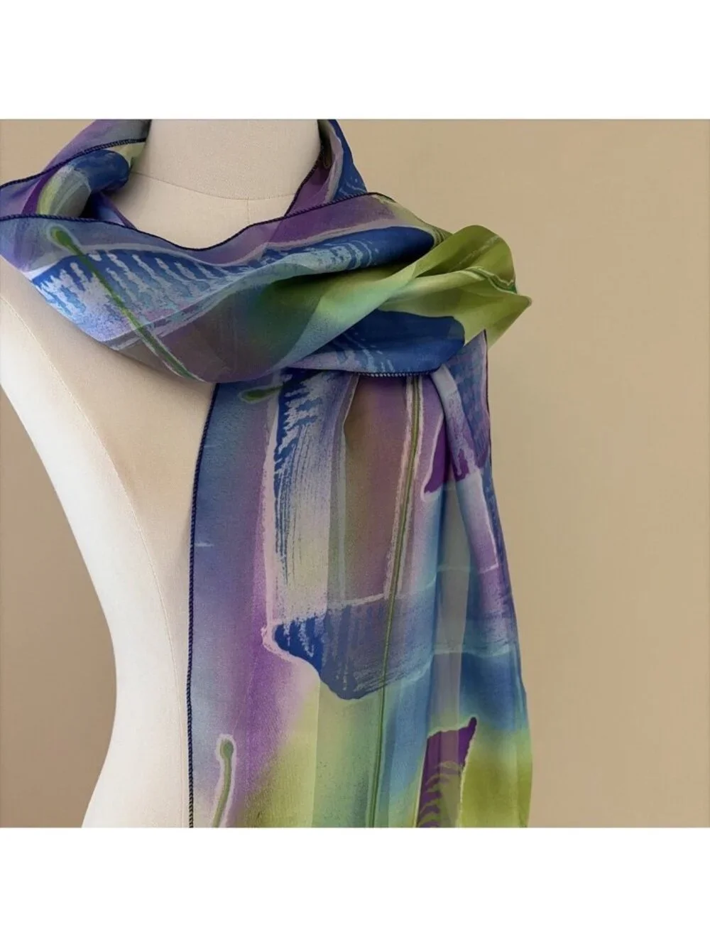VTG Abstract Print Silky Scarf 60X13